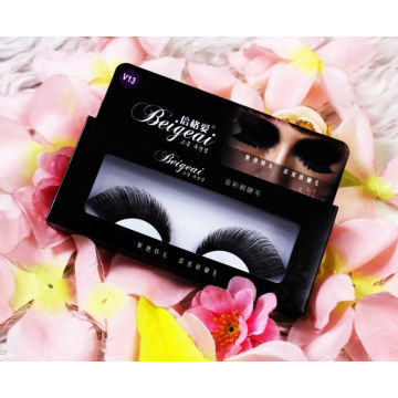 Black Natural Full Handmade Feather False Eyelashes With Criss-cross